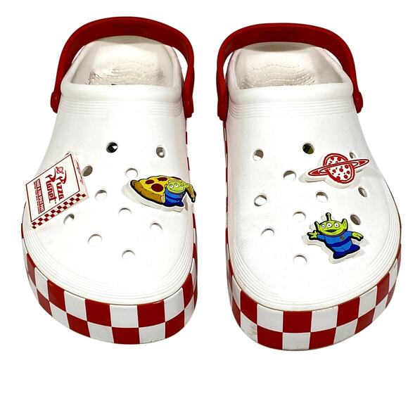 Crocs Off Court Clog Toy Story Pizza Planet Mens 12 White Red 2024